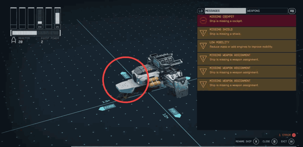 How to Find Errors While Building Ship in Starfield